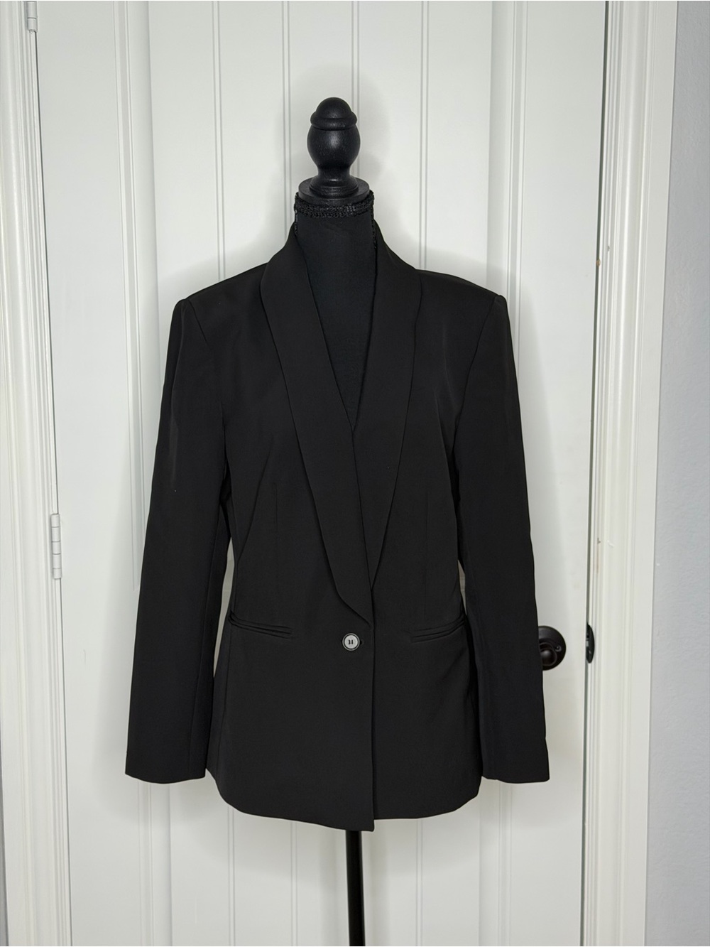 Ann Taylor Black Shawl Collar Single-Button Blazer